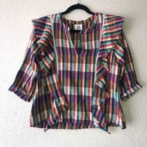 Anthropologie Multicolor Plaid Top